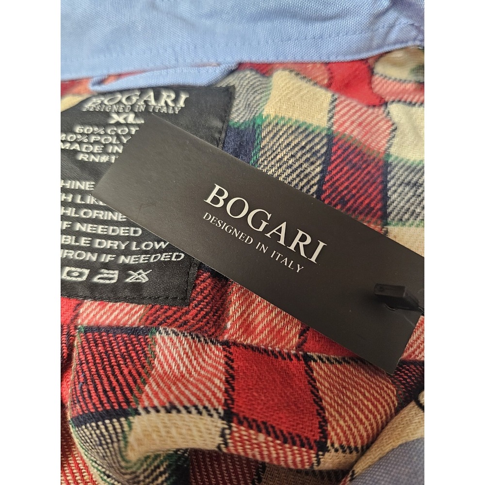 Bogari NWT Shirt Mens XL Red Plaid Flannel Button Up Long‎ Sleeves Cotton Blend - Picture 5 of 5